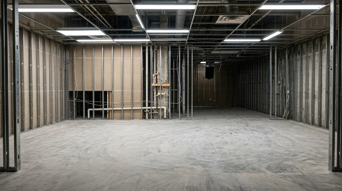After photo for Retail build-out. Gutted in two days.
