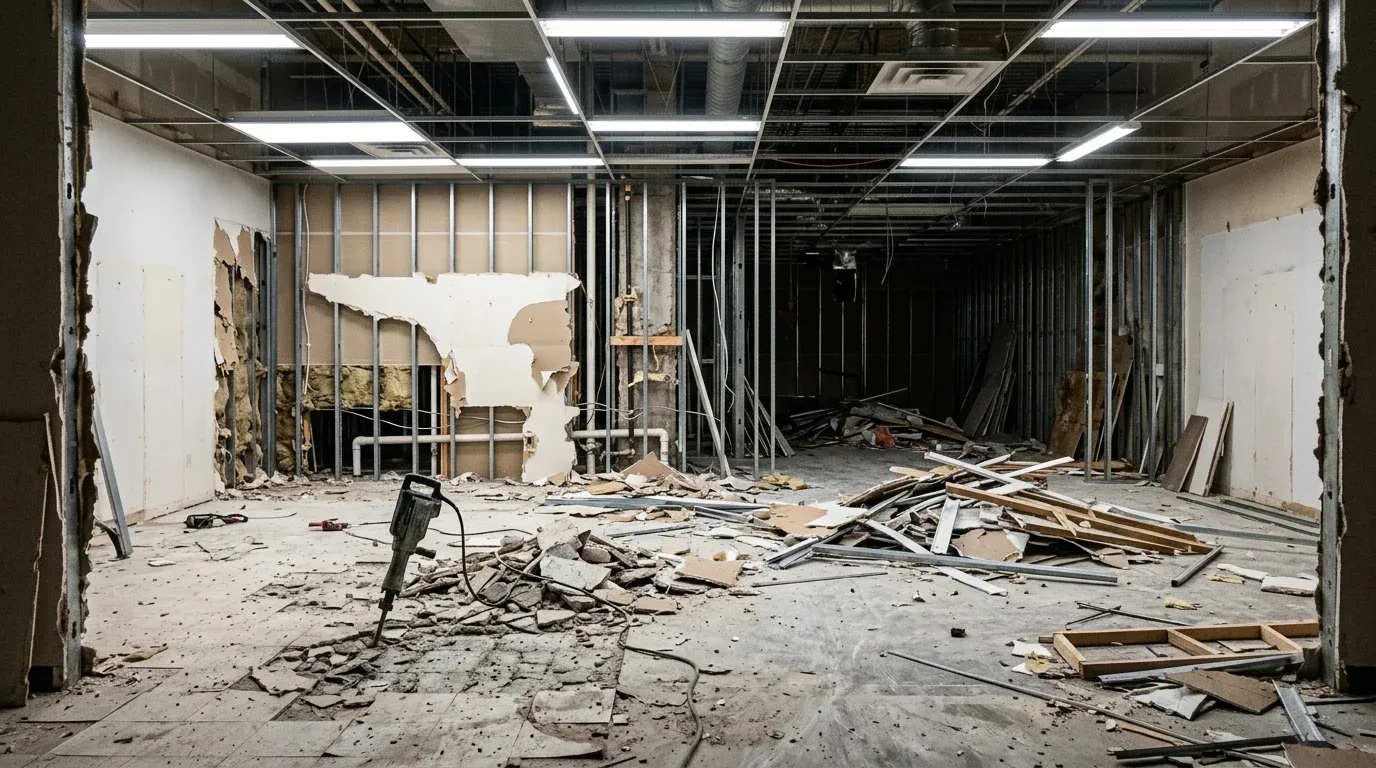 Before photo for Retail build-out. Gutted in two days.