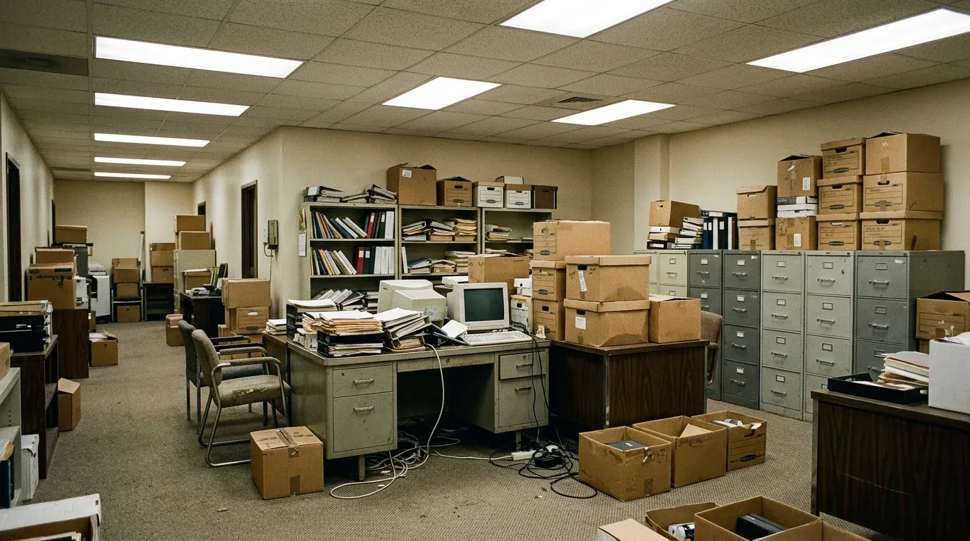 Before photo for Office relocation. Cleared over a weekend.
