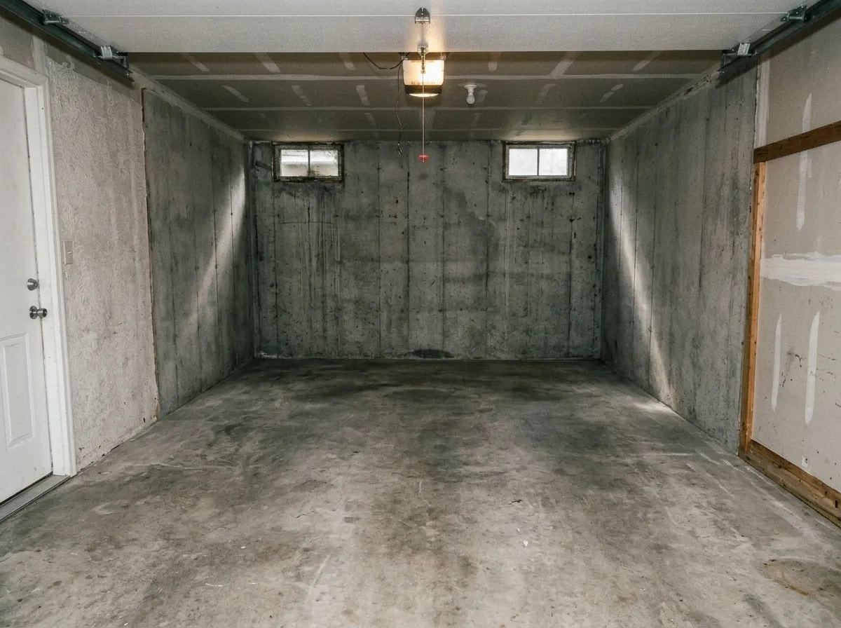 Clean, empty garage after Hocus Pocus Junk Removal